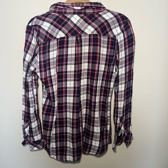 Rails Carmen Button Down Shirt Womens Medium White Navy Red Classic Plaid - Picture 8 of 12